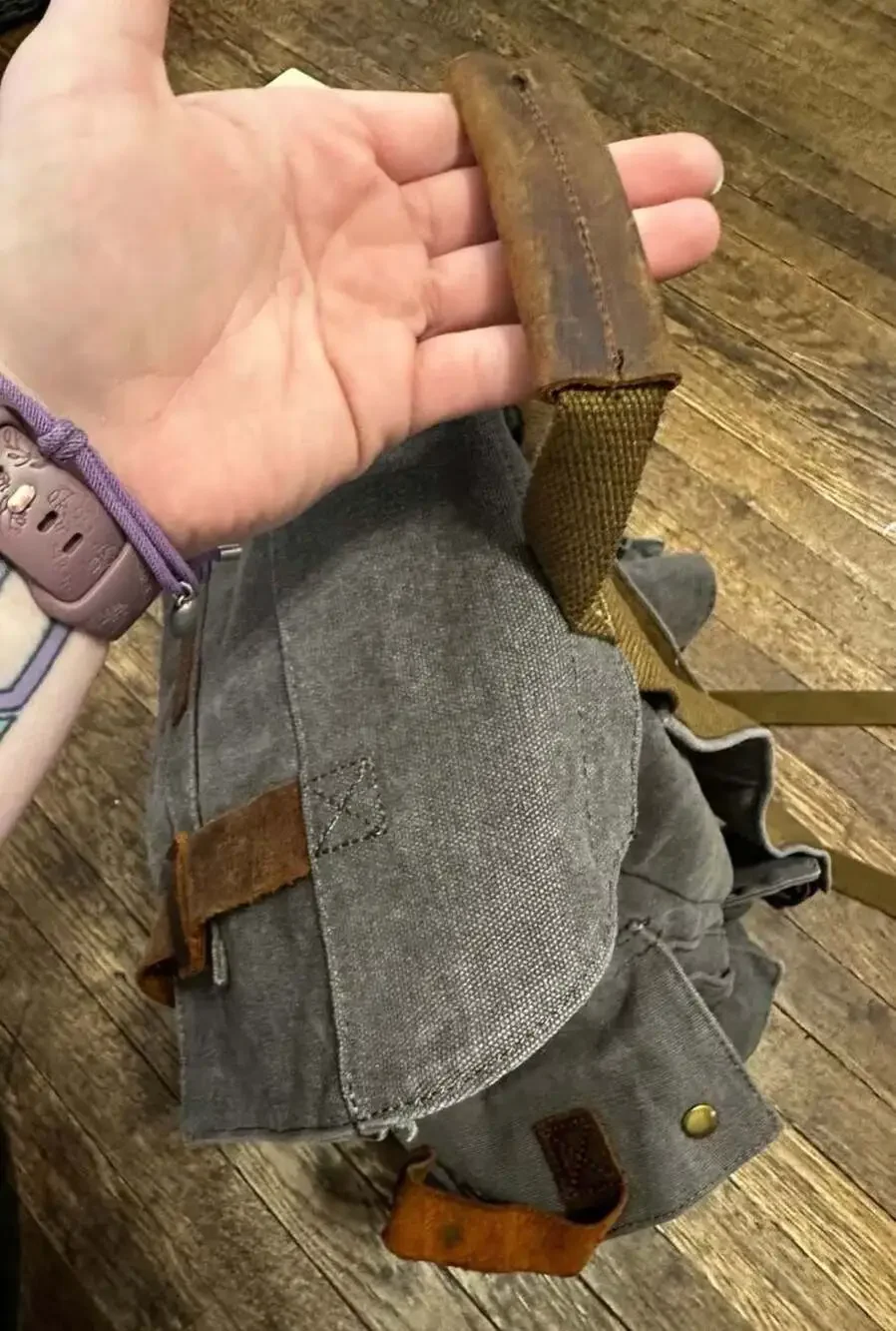 Kattee Vintage Waxed Canvas and Leather Rucksack Backpack Outdoor Travel Work
